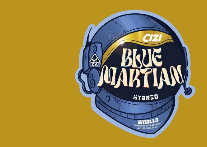 Cizi Blue Martian hybrid cannabis packaging.